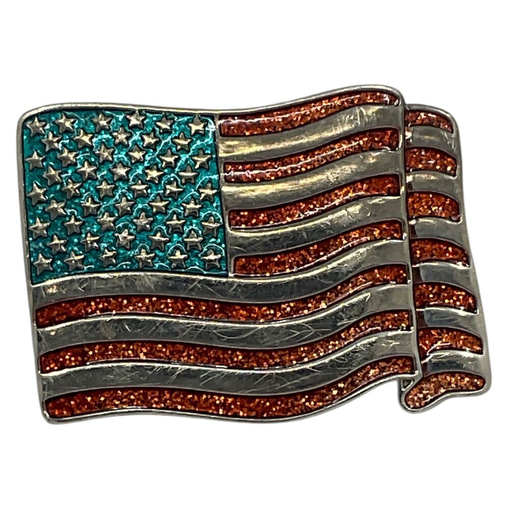 American Belt Patriotic Belt Buckle Stars and‎ Stripes Mens Vintage Collectible